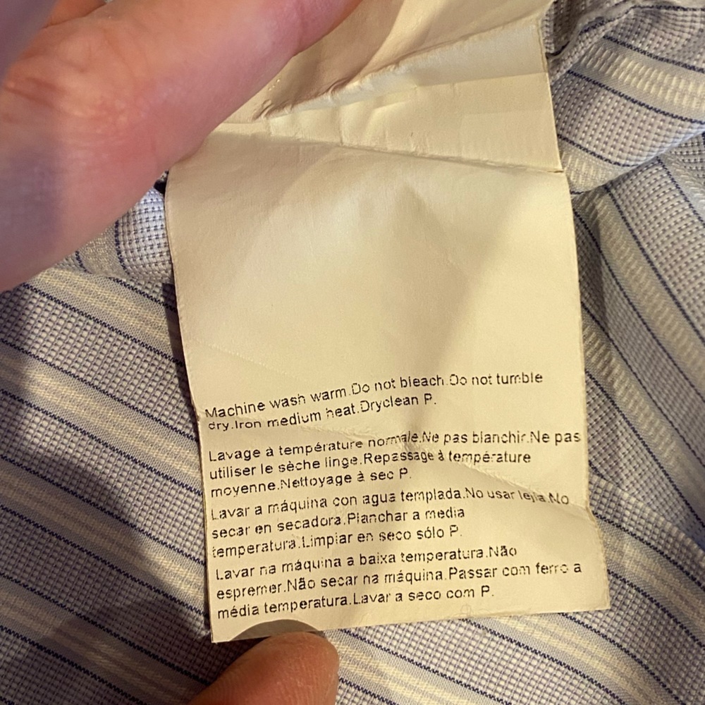 BOSS by HUGO BOSS Men's Striped White/Blue Button Down Shirt 16.5 Neck - Picture 6 of 12